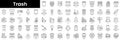 Set of outline trash icons. Minimalist thin linear web icon set. vector illustration