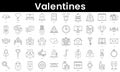 Set of outline valentines icons. Minimalist thin linear web icon set. vector illustration