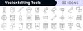 Set of outline vector editing tools icons. Minimalist thin linear web icon set. vector illustration Royalty Free Stock Photo