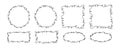 Set outline vector frames made of continuous squiggle lines. Includes various shapes: circle, square, and rectangle Royalty Free Stock Photo
