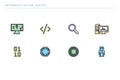 Set of outline vector icons on a theme school education