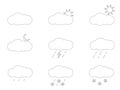 A set of outline vector weather icons on a transparent background Royalty Free Stock Photo