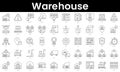 Set of outline warehouse icons. Minimalist thin linear web icon set. vector illustration Royalty Free Stock Photo