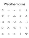 Set of Outline Weather Icons Royalty Free Stock Photo