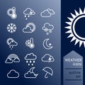 Set of outline weather icons