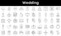 Set of outline wedding icons. Minimalist thin linear web icon set. vector illustration Royalty Free Stock Photo