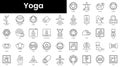 Set of outline yoga icons. Minimalist thin linear web icon set. vector illustration