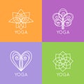 Set of outline yoga monograms and logos. Abstract