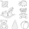 Set of outlined baby's toys elements Royalty Free Stock Photo