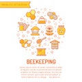 Set of outlined honey and beekeeping icons