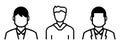 Set of outlined male avatars including: formal and informal shapes. line art