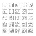 Set of outlined maze icons