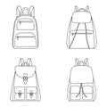 Set of outlines of backpacks, vector illustration