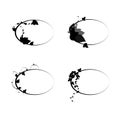 Set of oval frames. black framework with leaves Royalty Free Stock Photo