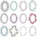 Set with Oval Hand Drawn Multicolor Frames Royalty Free Stock Photo