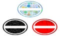 Set of oval labels with different patterns, colors, isolated.