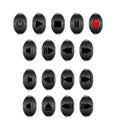 Set of oval vertical gray media control buttons