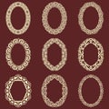 Set of oval vintage frames background. Vector design elements that can be cut with a laser. A set of frames made of deco