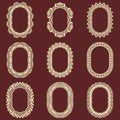 Set of oval vintage frames background. Vector design elements that can be cut with a laser. A set of frames made of deco