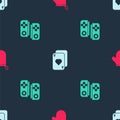 Set Oven glove, Playing cards and Gamepad on seamless pattern. Vector