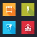 Set Oven, Ice cream, Bread toast and Brick stove icon. Vector Royalty Free Stock Photo