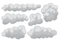 Set of overcast and clouds icon in cartoon and flat style. Isolated object on white background. Vector illustration.