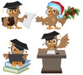 Set owl in mortarboard