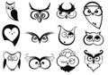 Set of owls with various emotions