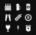Set Pack of beer bottles, Glass, Beer can, Chicken leg, Cereals set with rice, wheat, corn, oats, rye, barley, Street