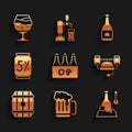 Set Pack of beer bottles, Wooden mug, Cold, Beer helmet, barrel, can, and Glass icon. Vector Royalty Free Stock Photo