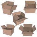 A set of packages of cardboard boxes on a transparent background. Royalty Free Stock Photo