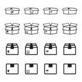 Set of packaging box icon. Flat shipping pack simple vector illustration.