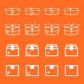 Set of packaging box icon. Flat shipping pack simple vector illustration.