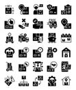 Set of packaging delivery glyph solid silhouette web icons Royalty Free Stock Photo