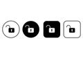 Set of padlock icons. Simple opened lock buttons collection. Security symbols