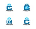 Set of Padlock Letter C Logo Template