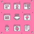 Set Page with a 404 error, Create account screen, Browser setting, Binary code, Processor, Cloud technology data Royalty Free Stock Photo