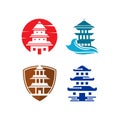 set of pagoda collection of japan temple logo vector illustration design, element graphic design template
