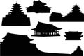 Set of pagoda silhouettes Royalty Free Stock Photo