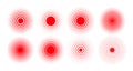 A set of pain circles. Pain circles. Red circles. The symbol of pain