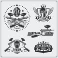 Set of paintball club labels, emblems, symbols, icons and design elements. Royalty Free Stock Photo