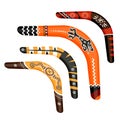 Set of painted traditional australian boomerang tools vector illustration Royalty Free Stock Photo