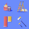 set painting and wall upkeep tools Royalty Free Stock Photo