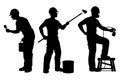 Set of painting worker silhouette vector