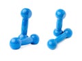 Set of Pair Plastic coated dumbells isolated over the white background