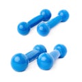 Set of Pair Plastic coated dumbells isolated over the white background Royalty Free Stock Photo