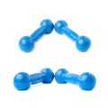 Set of Pair Plastic coated dumbells isolated over the white background Royalty Free Stock Photo