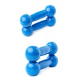 Set of Pair Plastic coated dumbells isolated over the white background