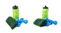 Set of Pair Plastic coated dumbells isolated over the white background