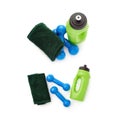 Set of Pair Plastic coated dumbells isolated over the white background Royalty Free Stock Photo